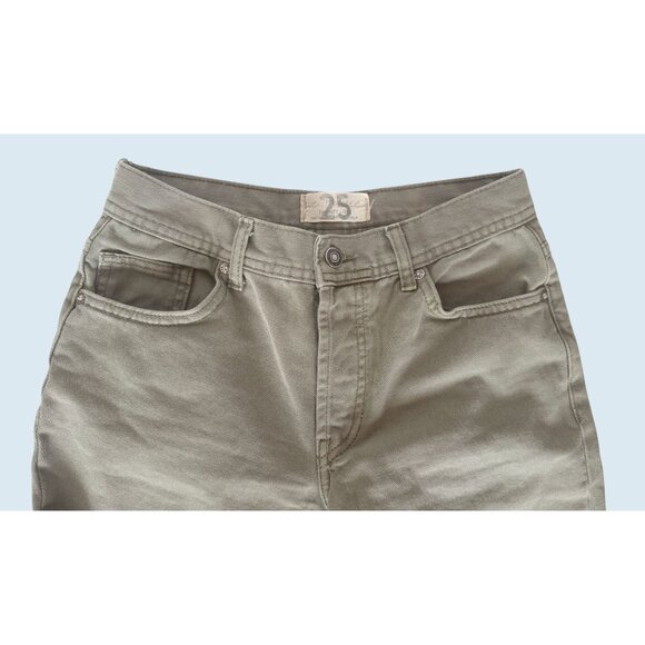 FREE PEOPLE Light Green Mid Rise Busted Knee Raw Hem Jeans Sz 25 - Picture 3 of 7